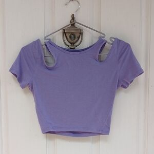 LULULEMON Cropped Cold Shoulder Tee Shirt SZ S